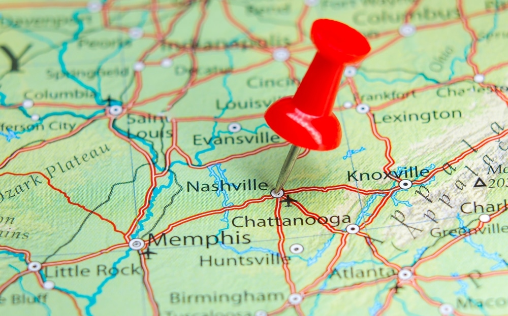 Nashville,,Tennessee,Pin,On,Map